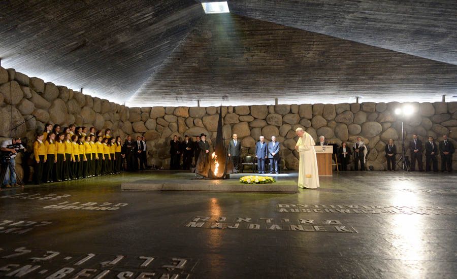 Pope Francis at the Memorial Tent of Yad Vashem, Israel's National Memorial and Museum of the Holocaust, Guideposts