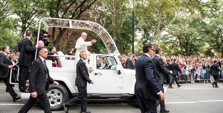 Guideposts: Pope Francis waves in Central Park, New York City