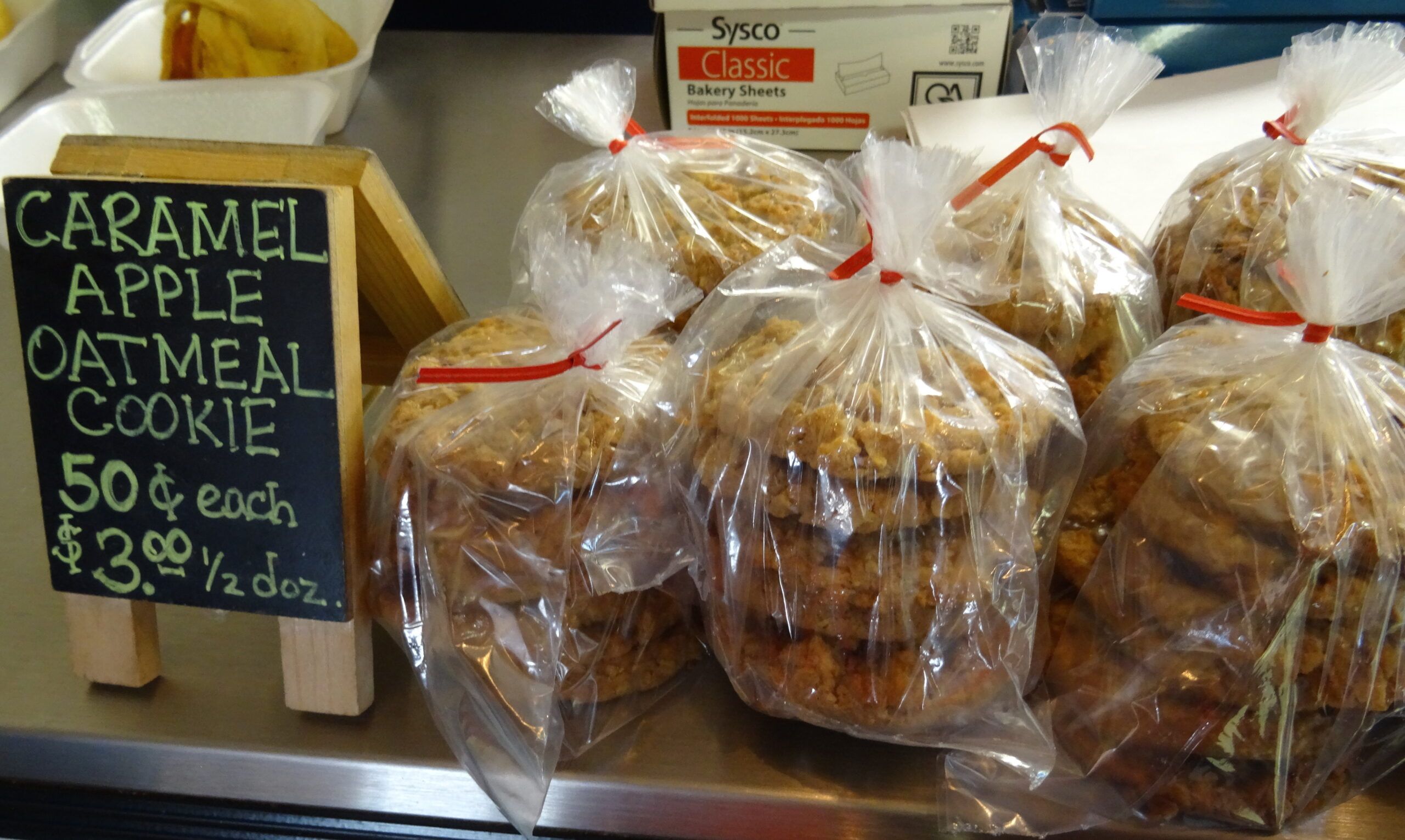 The bakery featured all kinds of delicious apple cookies.
