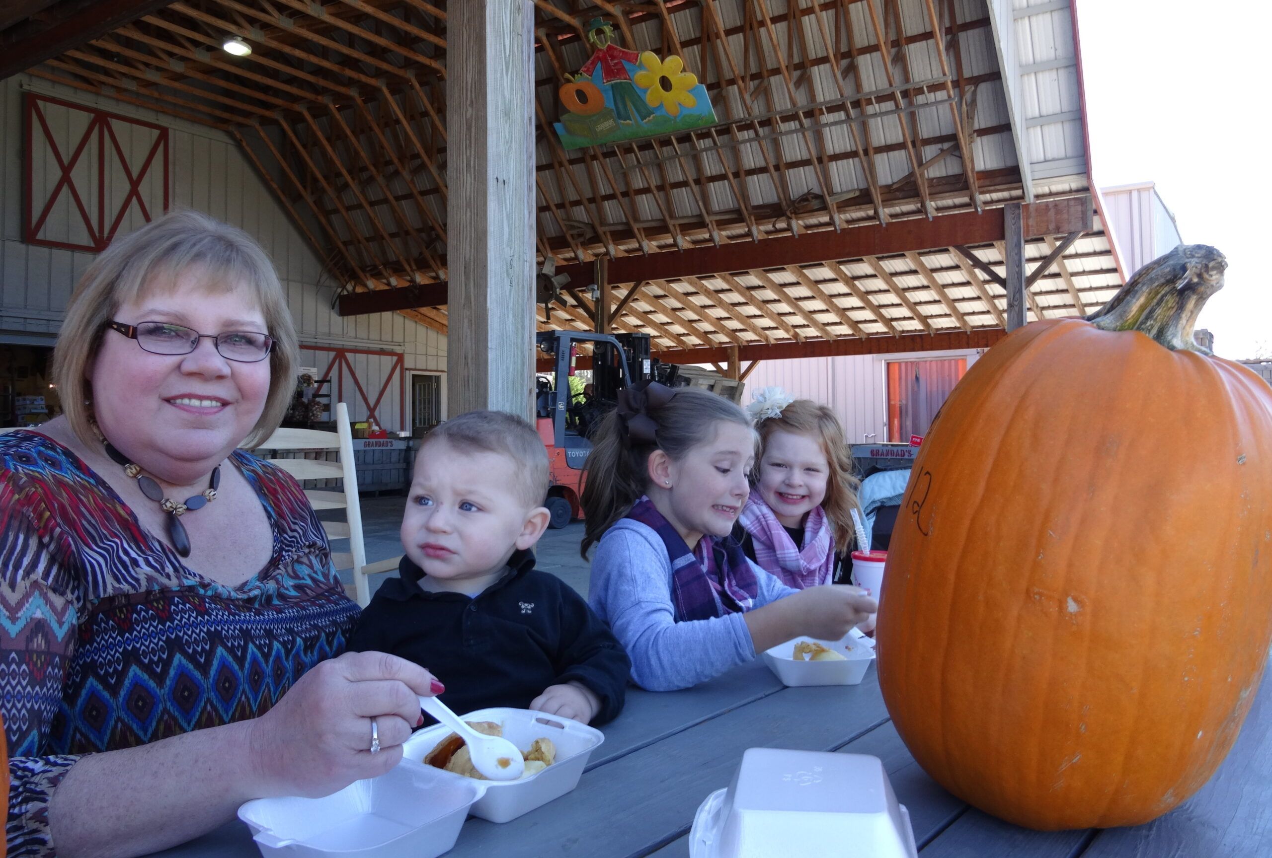 At the end of the day at the apple orchard, apple dumplings for the grandkids.