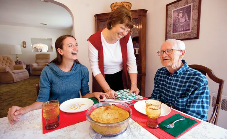 Guideposts: Andrea at the dinner table with her mother and grandfather