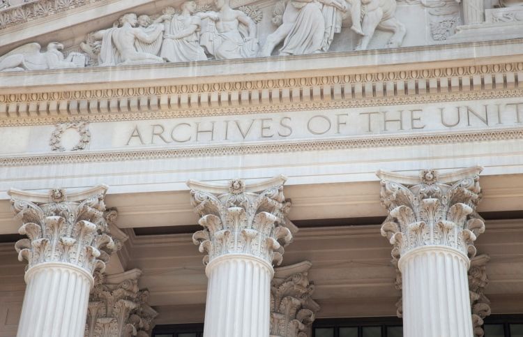 Close-up of National Archives in Washington: A Miracle in the National Archives