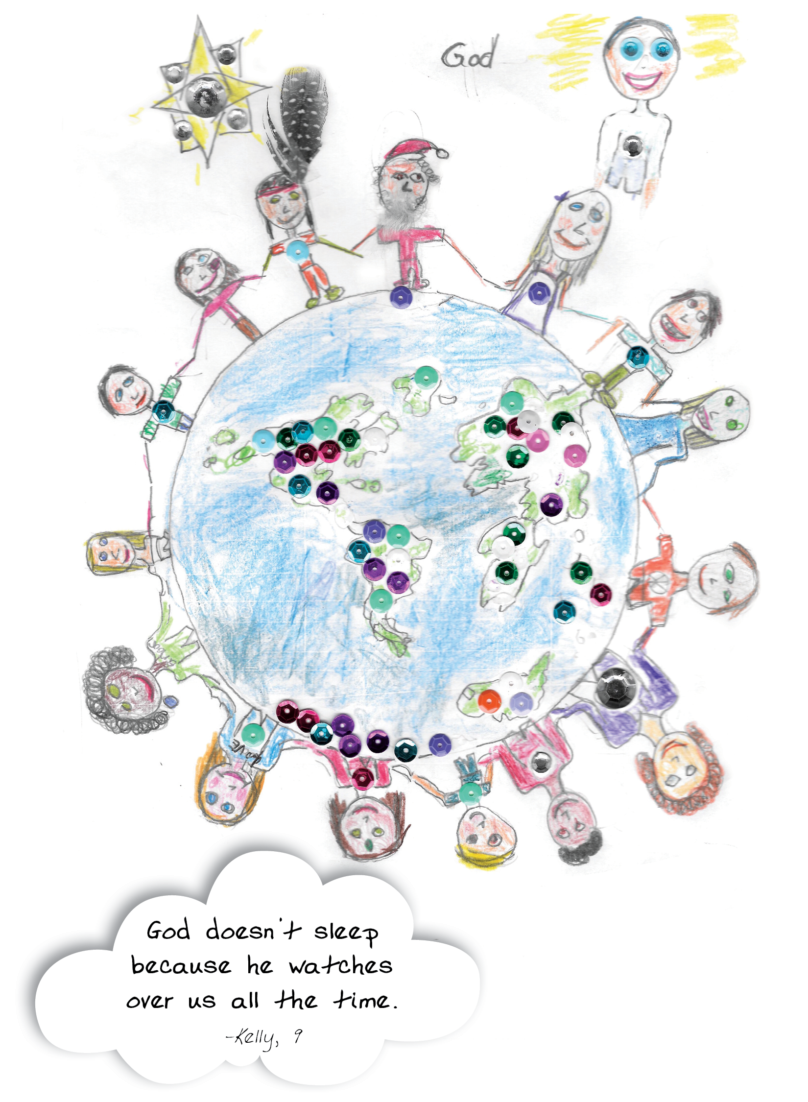God doesn't get any sleep in this drawing from the new book, OMG! How Children See God.