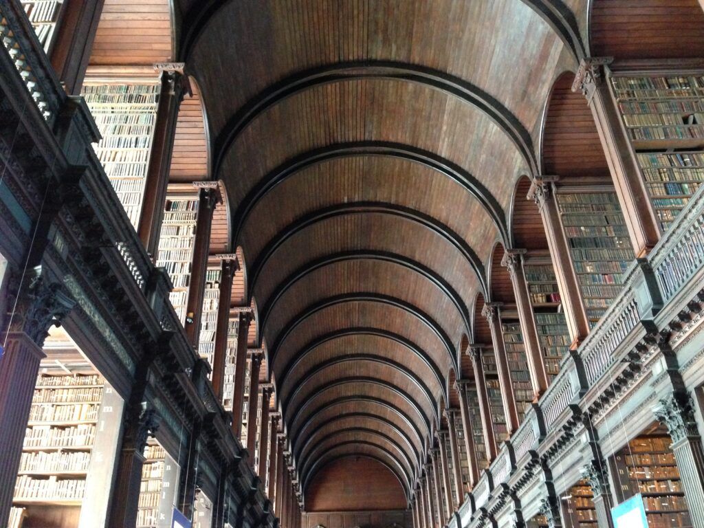 The Long Room of Trinity College Library in Dublin, Ireland.