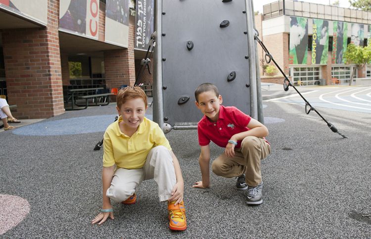 Guideposts: Jonah and Dylan pose in their school's playground