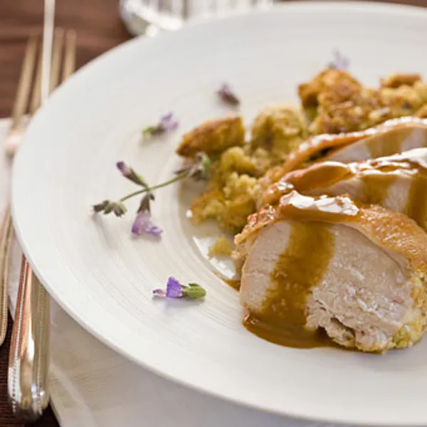 Guideposts: Roasted Turkey Breast with Cornbread-Sage Stuffing and Brandy Gravy