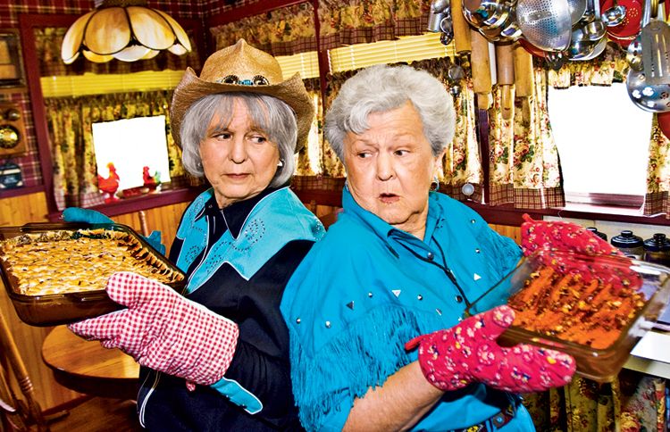 Guideposts: Feuding sisters Wanda and Nova, each holding a dish of her Thanksgiving yams.