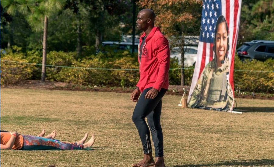 Keith Mitchell teaches yoga to veterans at Fort Bragg