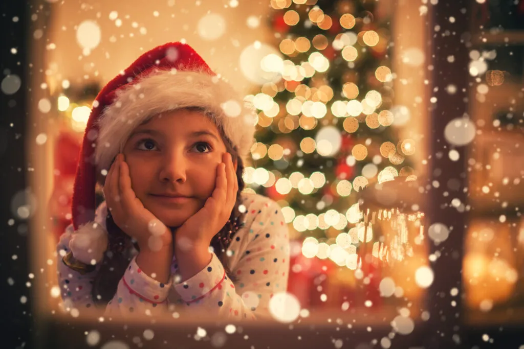 Beautiful Little Girl Waiting for Santa