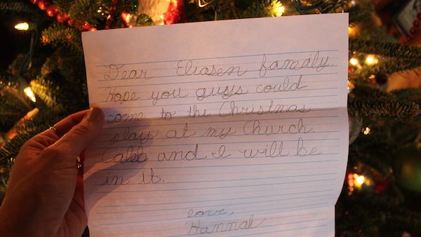 A sweet and simple invitation from a child clears the mind of holiday clutter.