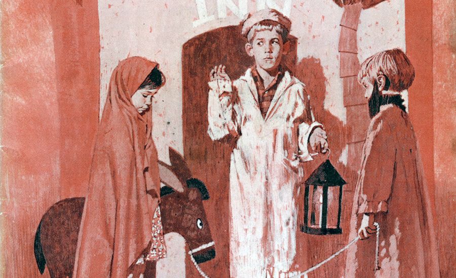 Guideposts: An artist's rendering of children portraying Joseph, Mary and the innkeeper