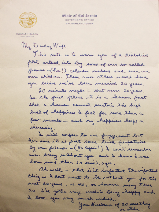 Ronald Reagan's famous love letter to Nancy Reagan