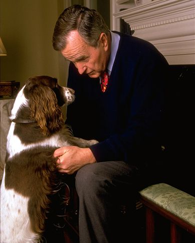 Guideposts: George H.W. Bush holds Millie his springer spaniel