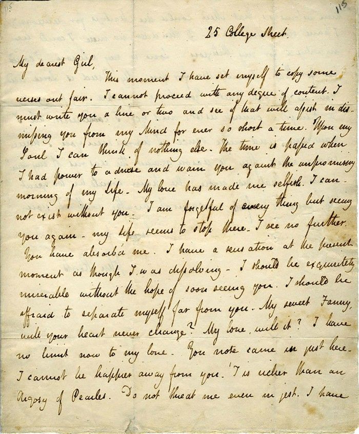 John Keats famous love letter to Fanny Brawne