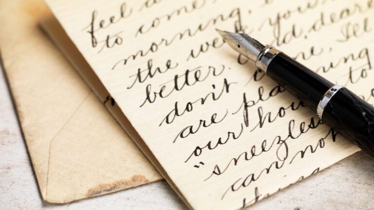 pen resting on a famous love letter