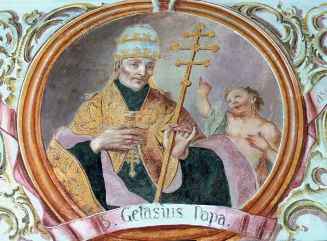 A portrait of Pope Gelasius I who established Saint Valentine's Day