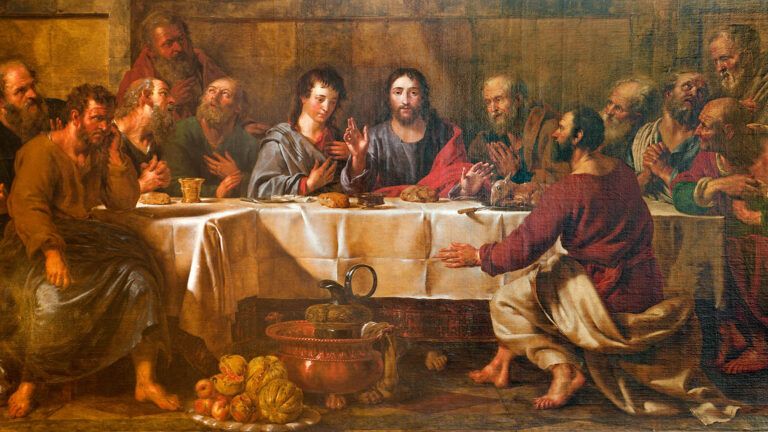 Painting of the Last Supper from the Easter story at St. Nicholas Church in Brussels