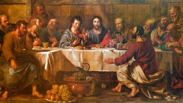 Painting of the Last Supper from the Easter story at St. Nicholas Church in Brussels