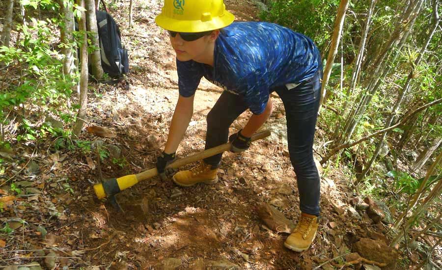 Guideposts: Lenore's daughter Kalle gets down to work on the trail.