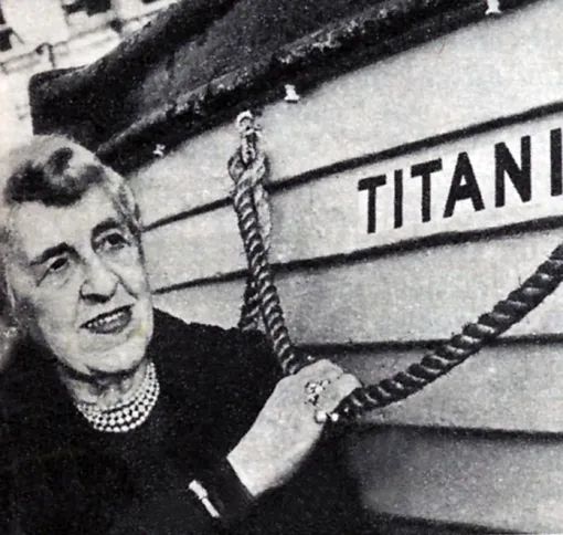 Guideposts: Edith stands next to a replica Titanic lifeboat