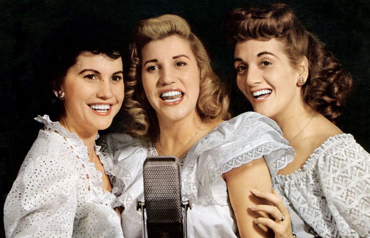Guideposts: Swinging, singing siblings The Andrews Sisters (L-R Maxene, Patty, LaVerne)