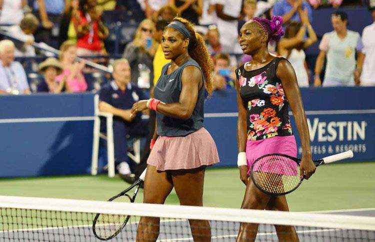Guideposts: Serena (left) and Vanessa Williams following a doubles match