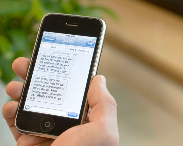 Guideposts: A closeup shot of scriptural tweets appearing on a smart phone