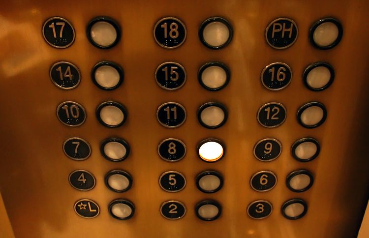Elevator buttons that skip from the 12th floor to the 14th.