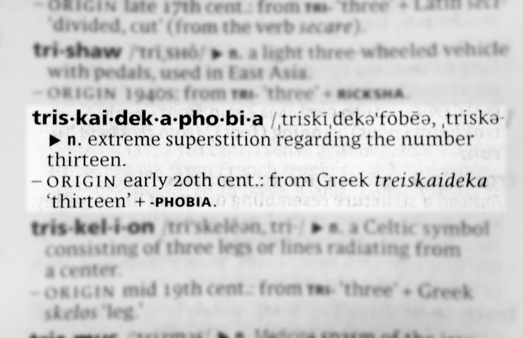 A dictionary entry for the phobia known as Triskaidekaphobia