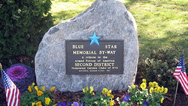 A Blue Star road marker in Long Island, NY.