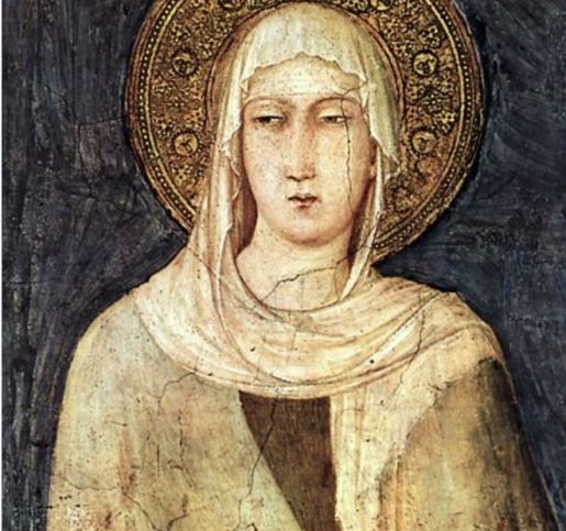 Detail depicting Saint Clare from a fresco (1312–20) by Simone Martini