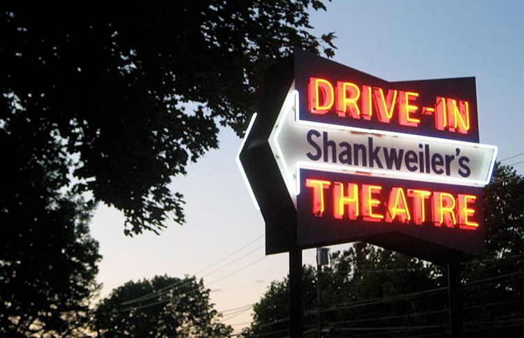 This neon sign greets patrons as they enter Shankweiler's, the nation's oldest drive-in
