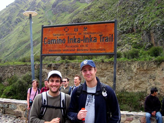 Adam and his friend Jay at the start of our 4-day hike along the Inca trail to Machu Picchu
