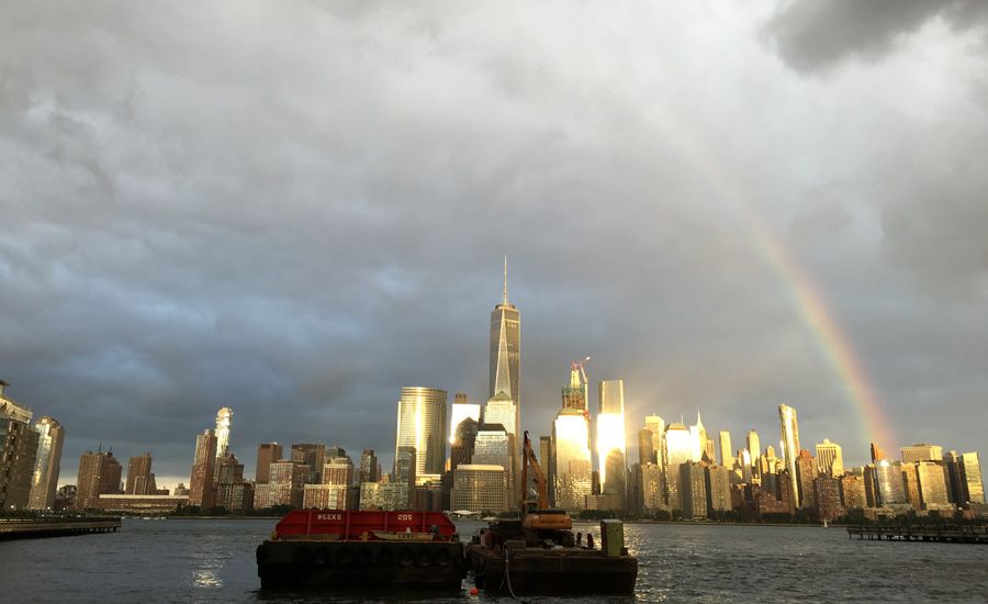 a rainbow over the world trade center