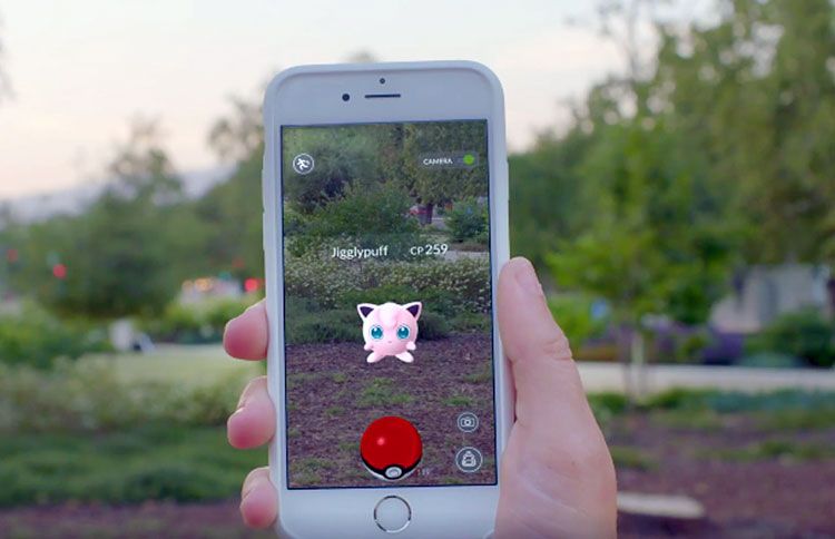 A Pokémon Go display screen on a smart phone