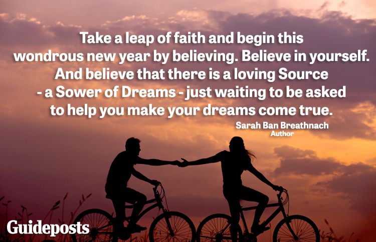 Person riding a bicycle reaching out to another person on a bicycle with new year quote about love