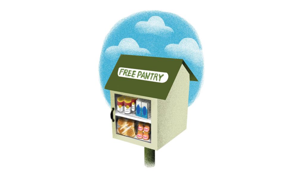 An artist's rendering of a little food pantry
