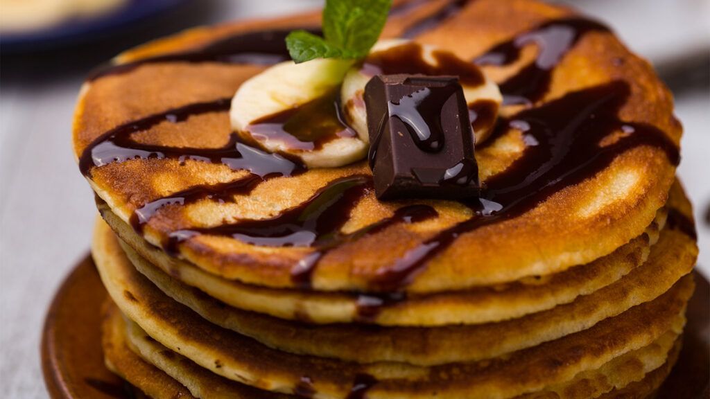 Chocolatey Pancakes with Sauteed Banana