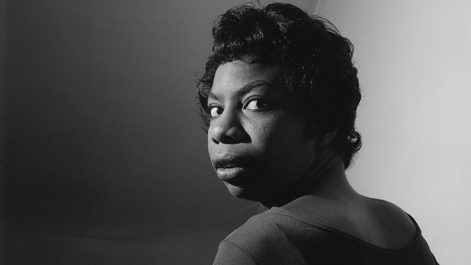 Nina Simone looks over her shoulder as an inspiring person for Black History Month