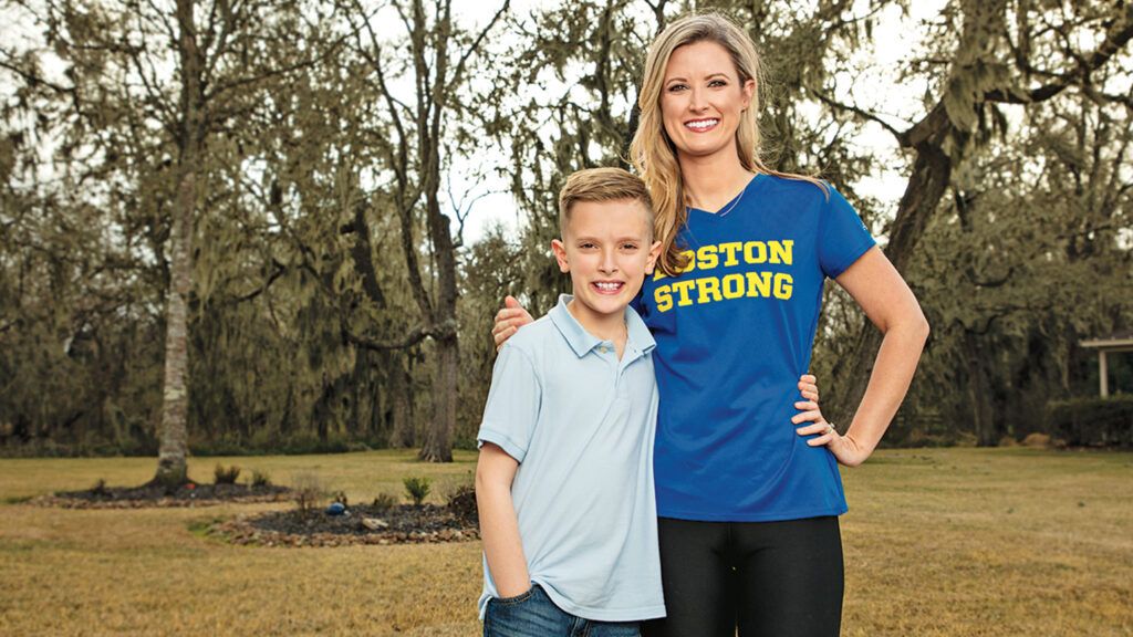 Boston Marathon bombing survivor Rebekah Gregory and her son, Noah