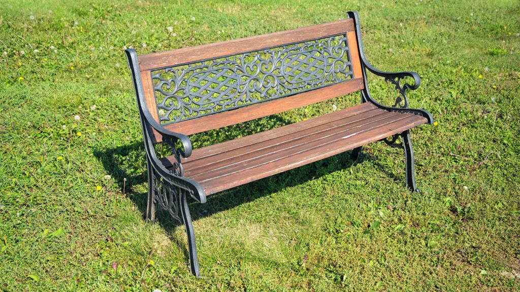 A wrought iron bench