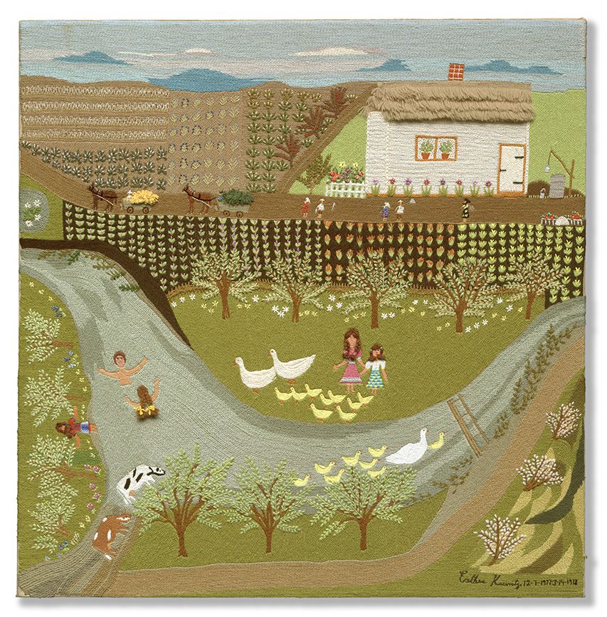 An Esther Krinitz tapestry entitled Swimming in the River