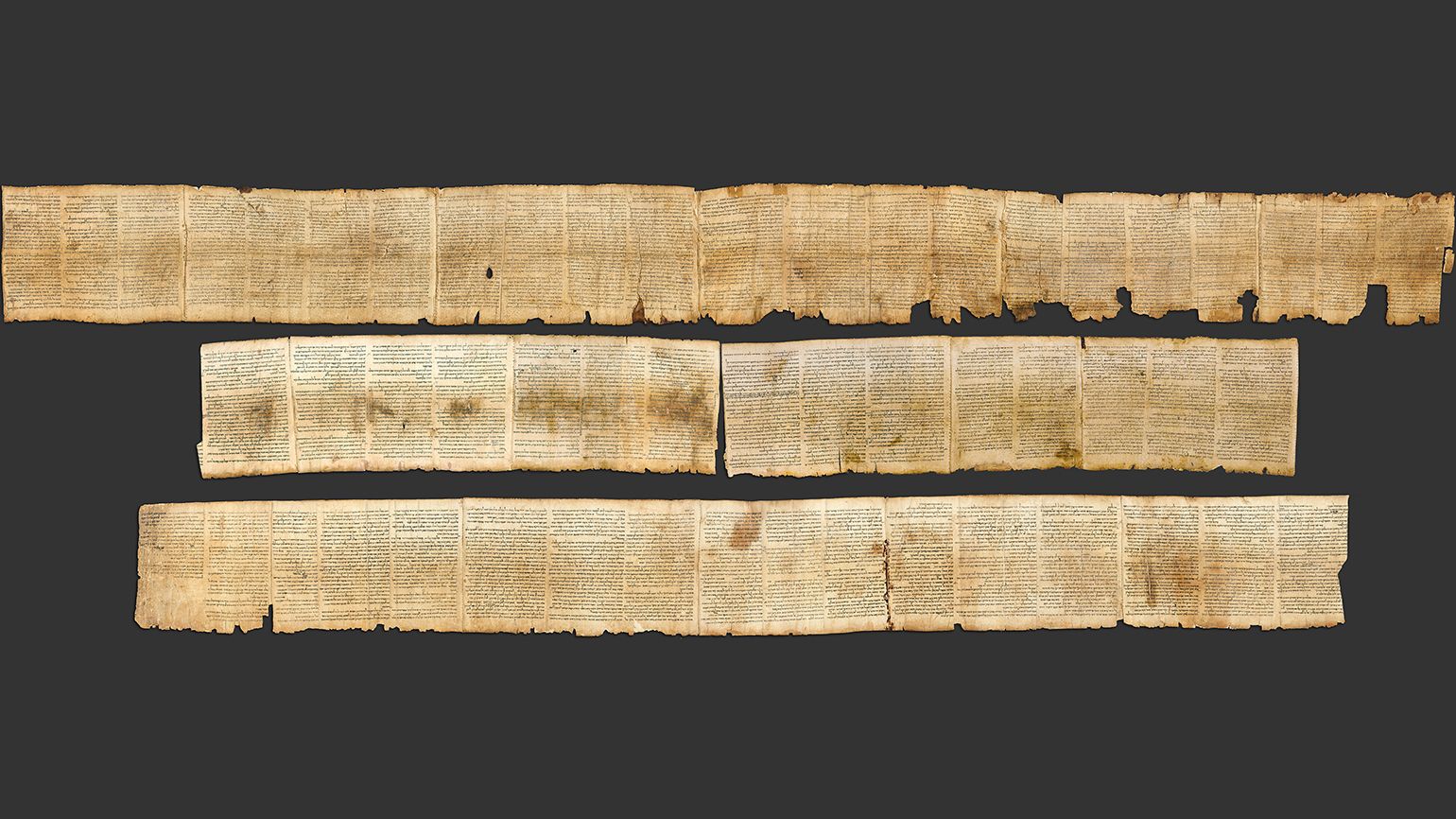 Photographic reproduction of the Great Isaiah Scroll, the best preserved of the biblical scrolls found at Qumran