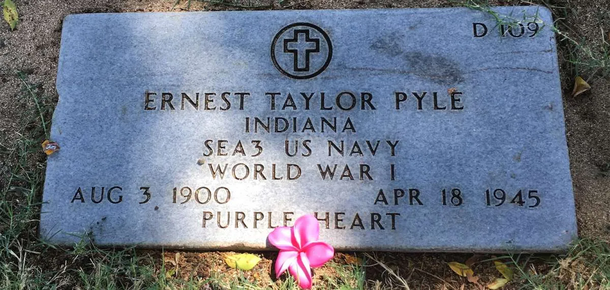 Ernie Pyle's final resting place at the National Memorial Cemetery of the Pacific in Honolulu, Hawaii