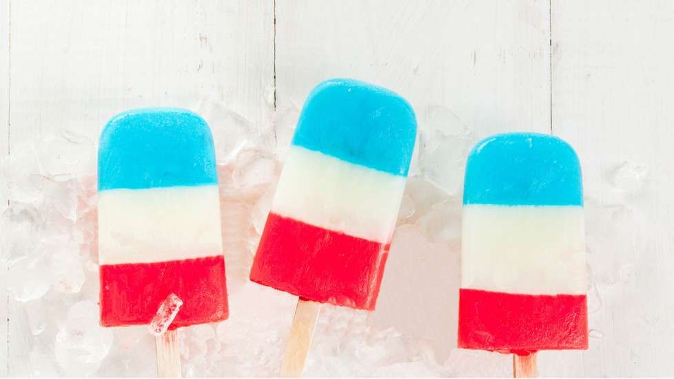 Three red, white and blue popsicles