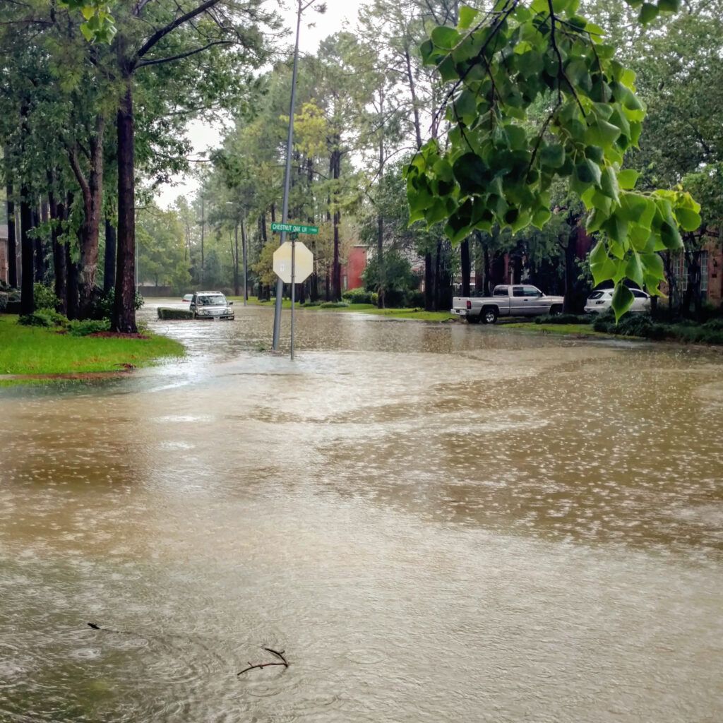 Flooded Texas Street from Hurricane Harvey