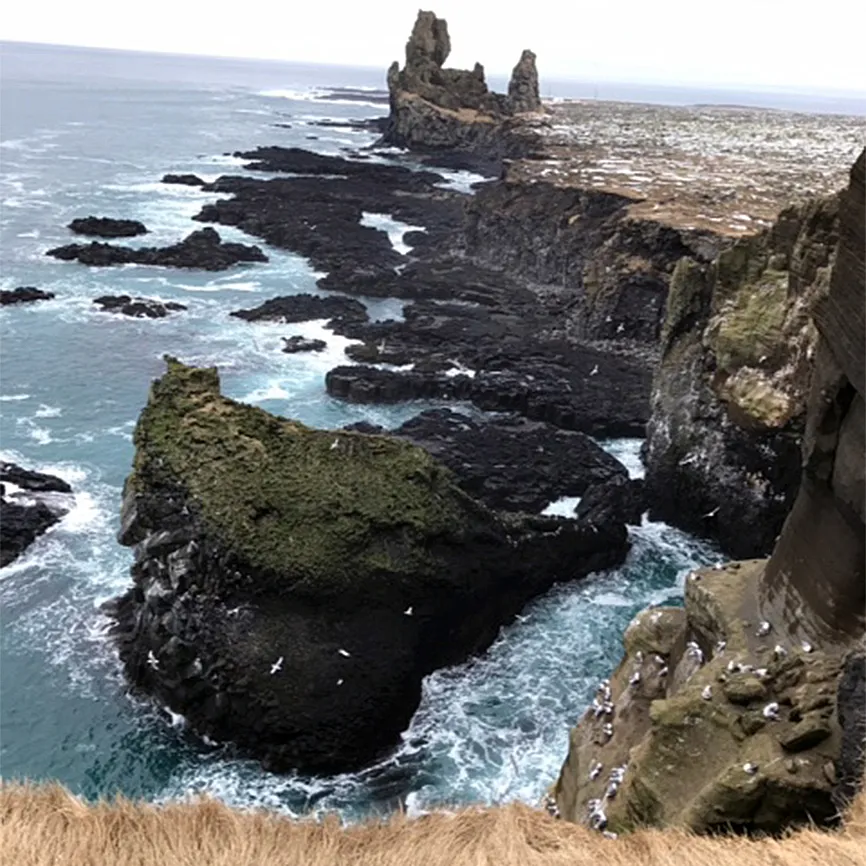 A shot of the rocky coast taken during a drive on the Snæfellsnes peninsula