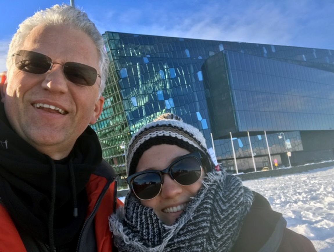 Alikay and her father visited Harpa, a beautiful concert space in Reykjavik