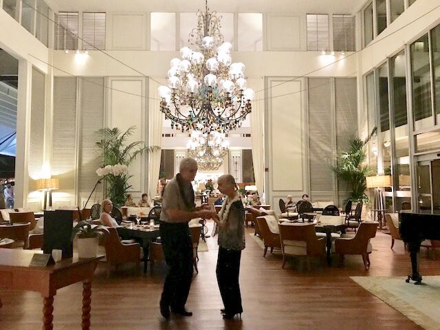 Arlene and Richard dancing at the Kahala Hotel and Resort