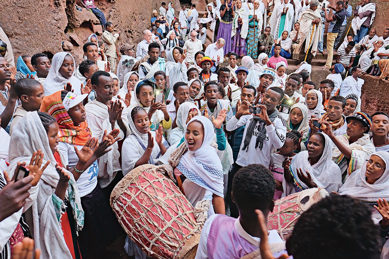 Ethiopian children joyously celebrate Genna, their word for Christmas